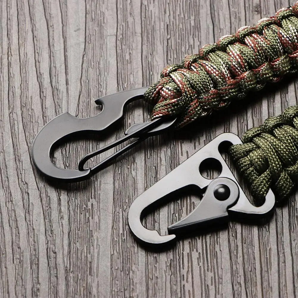 4pcs Outdoor Handwoven Paracord Keychains With Carabiner Braided Lanyard Ring Hook Clip For Camping Hiking Backpack