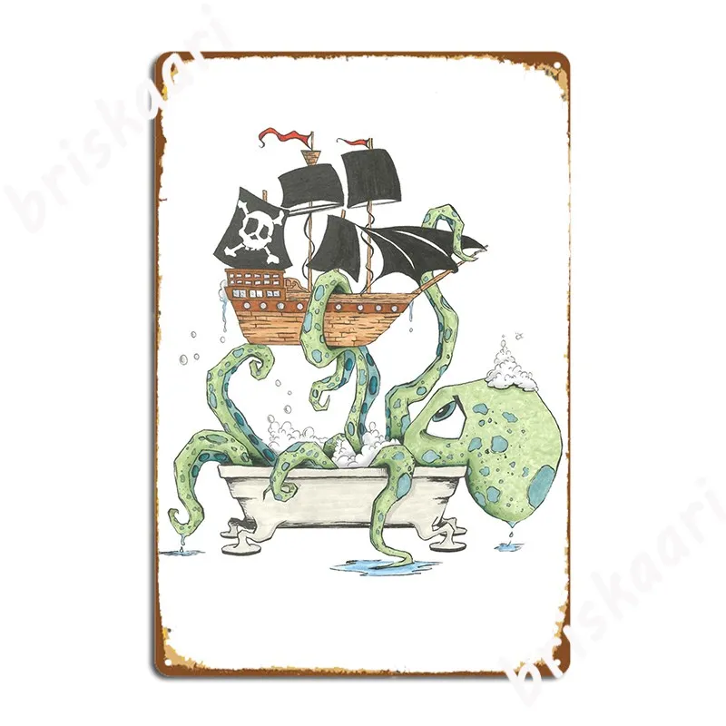 Kraken In The Tub Metal Plaque Poster Wall Decor Designing Club Bar Club Party Tin Sign Posters