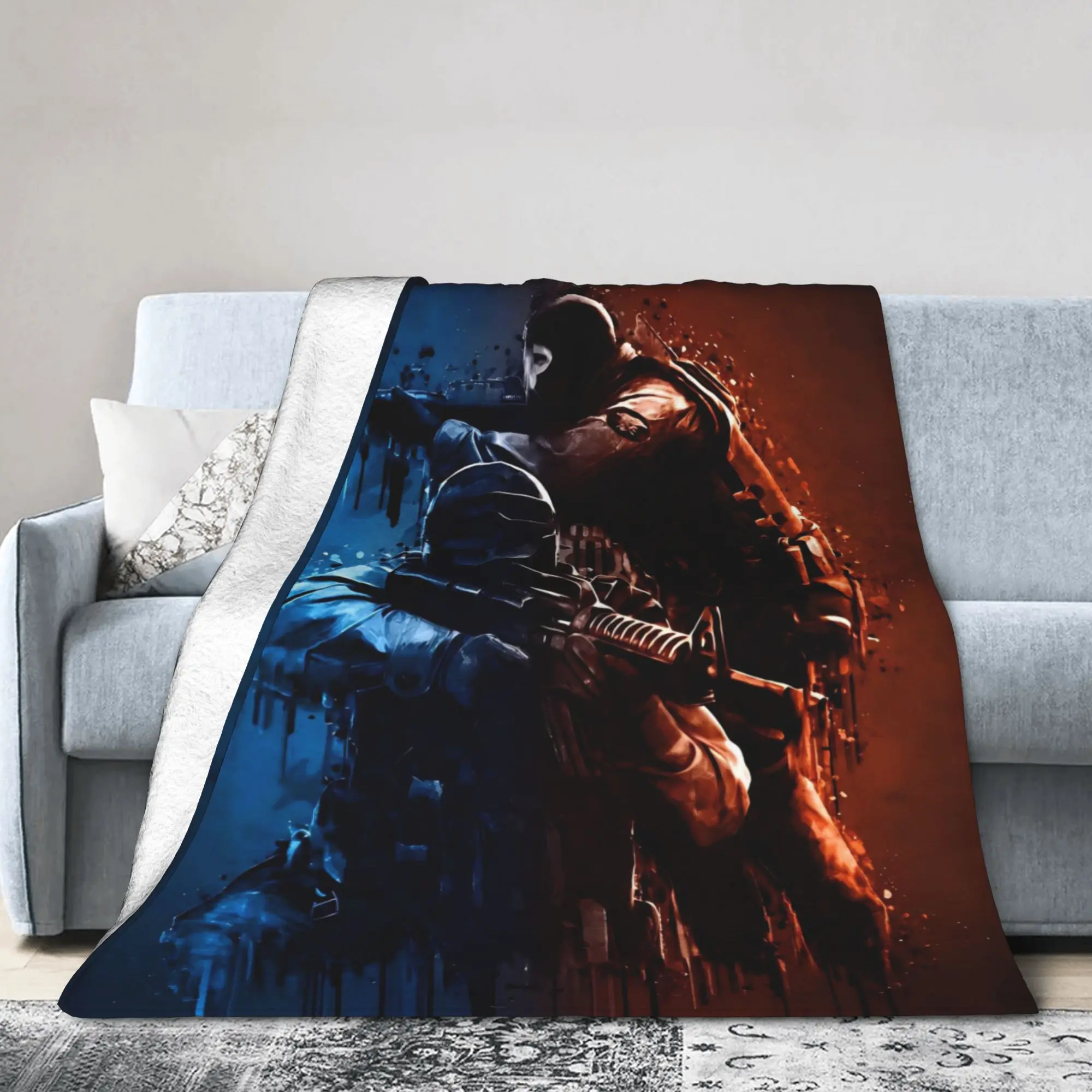 Counters Shooting Game Striking Go Knitted Blankets Art Flannel Throw Blankets Travel Decoration Soft Bedspreads Multi-function