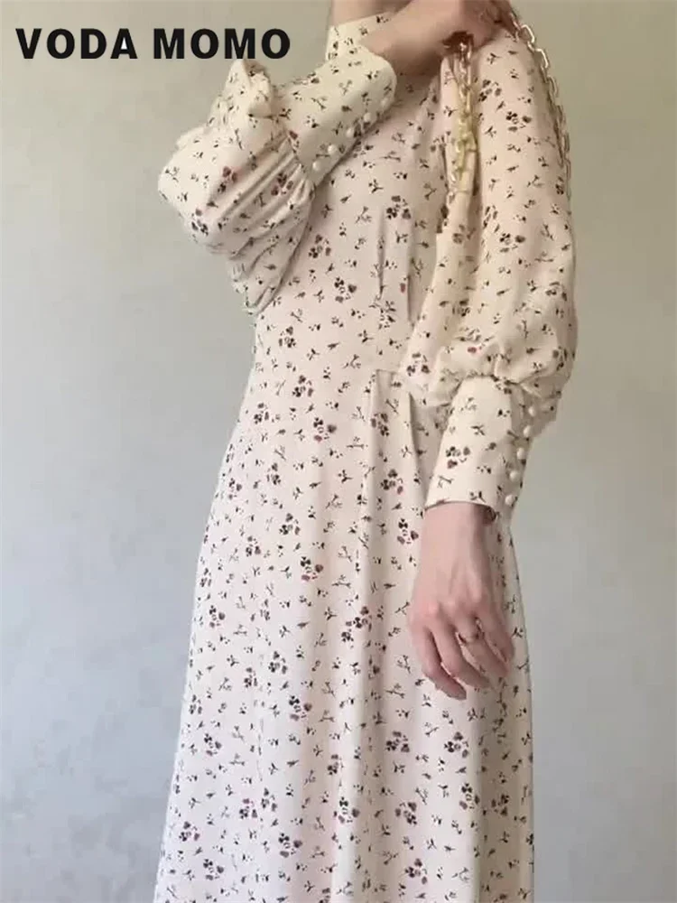 New Spring Autumn Versatile Gentle Loose Lace-up Floral Simple Elegant Temperament Dress Design Sense Long Sleeve Casual Dress