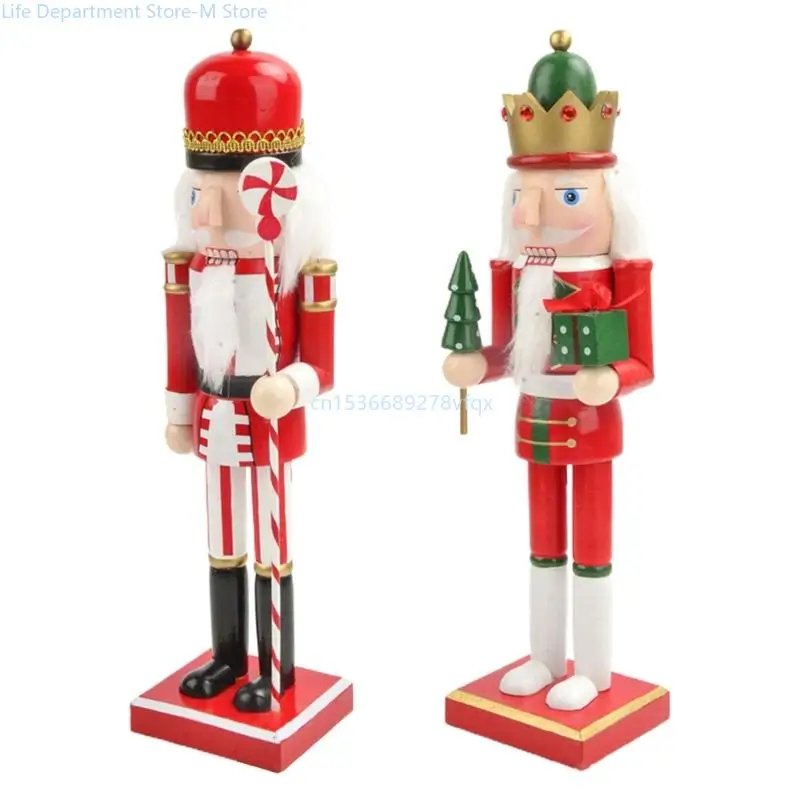 

15inch Traditional Wooden Nutcracker Soldier Figures Christmas Decor for Indoor Tabletop Desktop Home Farmhouse Ornament