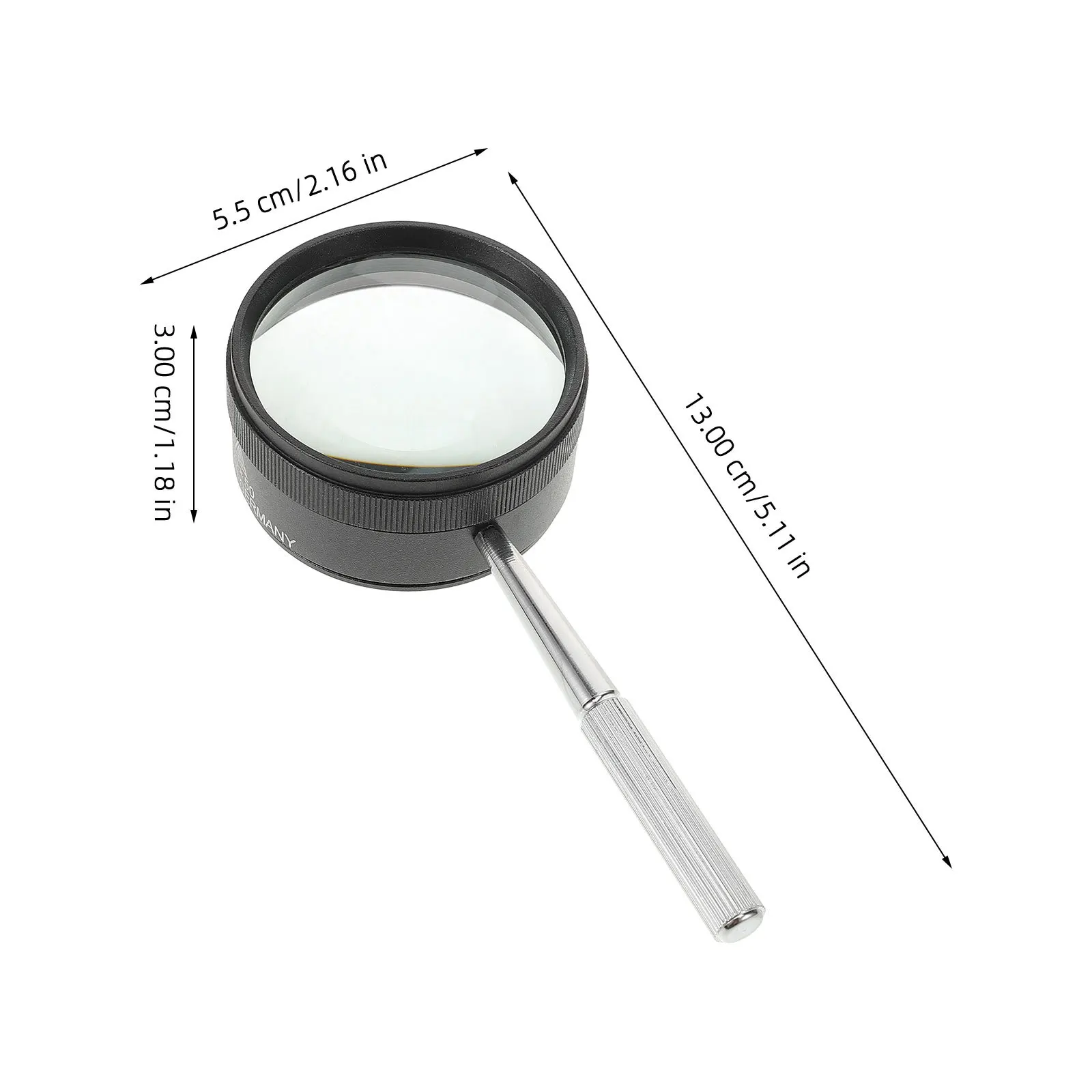 แว่นขยายเลนส์โลหะขนาด 50 มม. ให้ความรู้สึกสบายมือ เหมาะสำหรับการสังเกตวัตถุขนาดเล็ก การอ่านเกมไขปริศนา