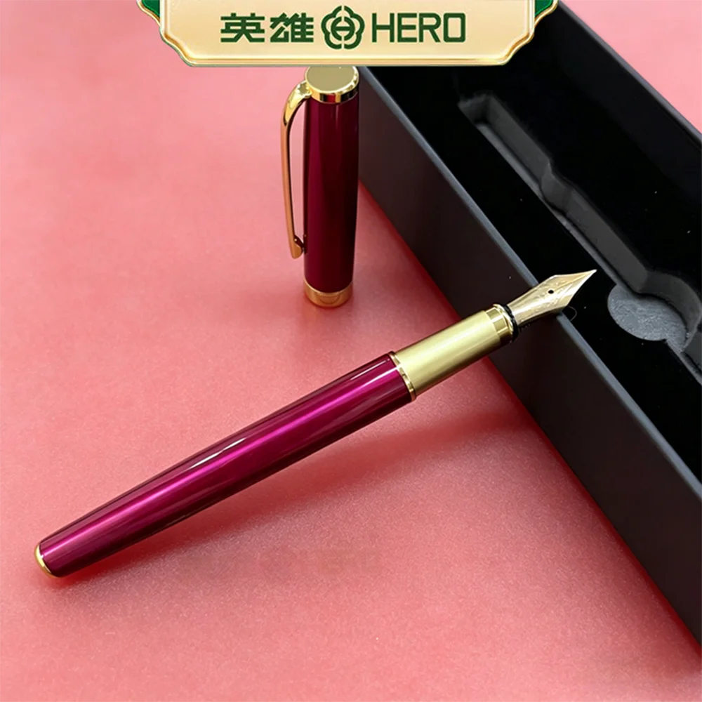 

Vintage Metal Hero P108 Deep Red Pen Set 0.5mm Fine Nib Smooth Writing Luxury Gift Box for School Office Stationery