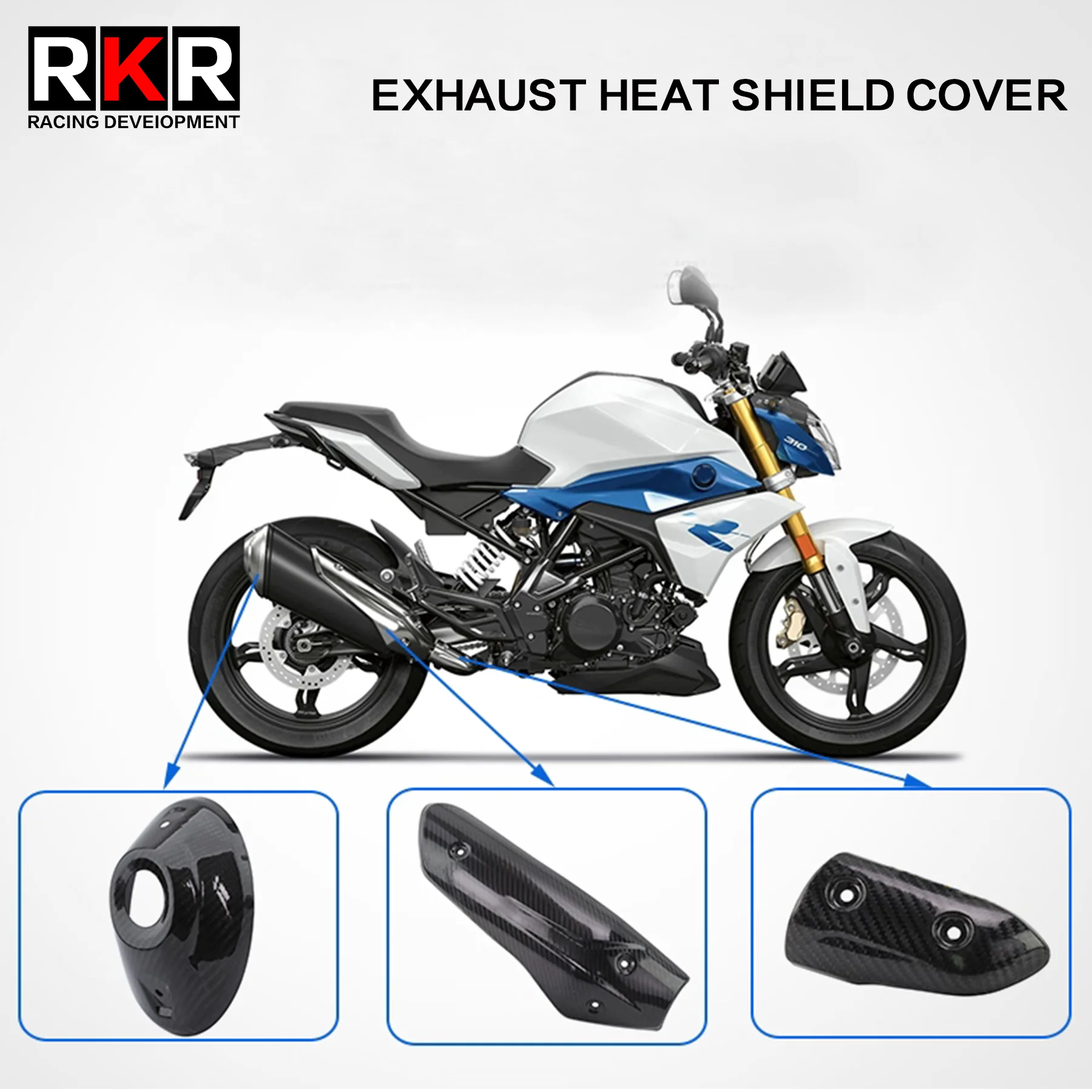 

For BMW G310R G 310R 2017-2023 Motorcycle Real Carbon Fiber Exhaust Middle Link Pipe Heat Shield Cover Guard Anti-Scalding Shell