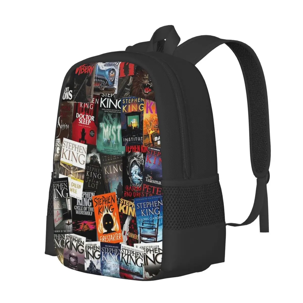 Stephen King Book Covers, Horror Bookworm Backpack Daypack Large Capacity BookBag School Bag Shoulder Bags for Men Women