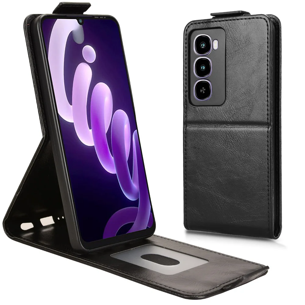 Para ITEL City 100 funda Vertical Retro piel Lisa cuero cubierta completa tarjetero para Itel City 100 bolsas de teléfono 4G