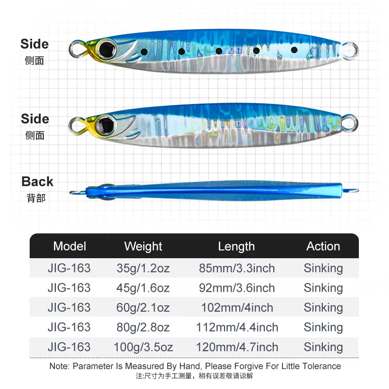 OBSESSION J163 Coltsniper Metal Jig Long Casting Lure 35g 45g 60g 80g 100g Glow UV Jigging Fishing Lures Saltwater Slow Jig Bait view 2