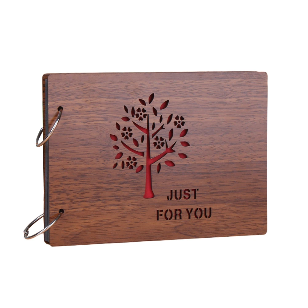 

8 Inch Album Diy Photo Album High Capacity Ample Space DIY Scrapbook Journal Wooden Cover Storage Gift