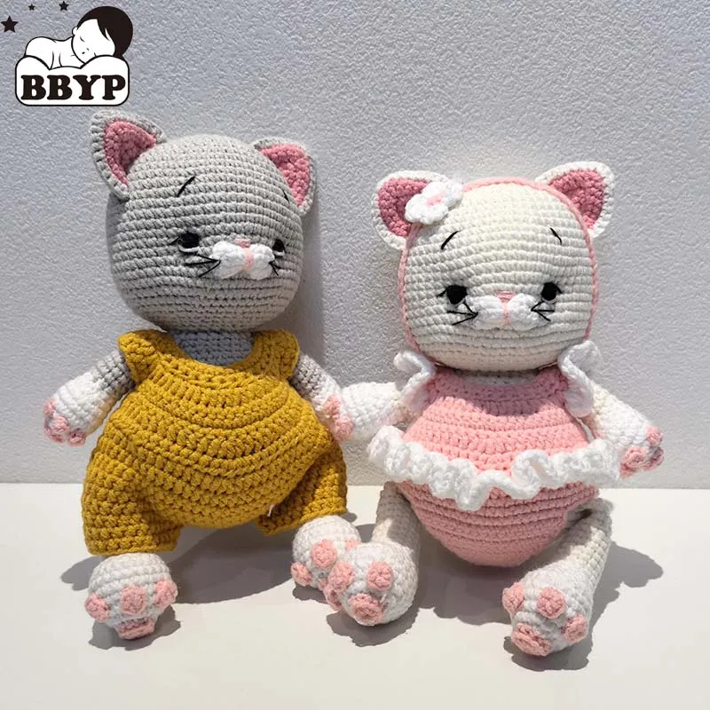 Bebê crochê gato de pelúcia algodão crochê bonecas feitas à mão pequenos animais amigurumi crochê plushies brinquedo boneca terminada