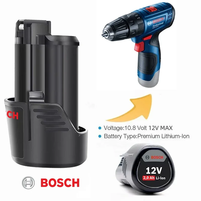 Originální baterie Bosch 12V baterie, 2,0 Ah BAT411 Lithium-iontová dobíjecí baterie BAT411A BAT412 BAT412A BAT413 Nabíječka baterií - náhled 4