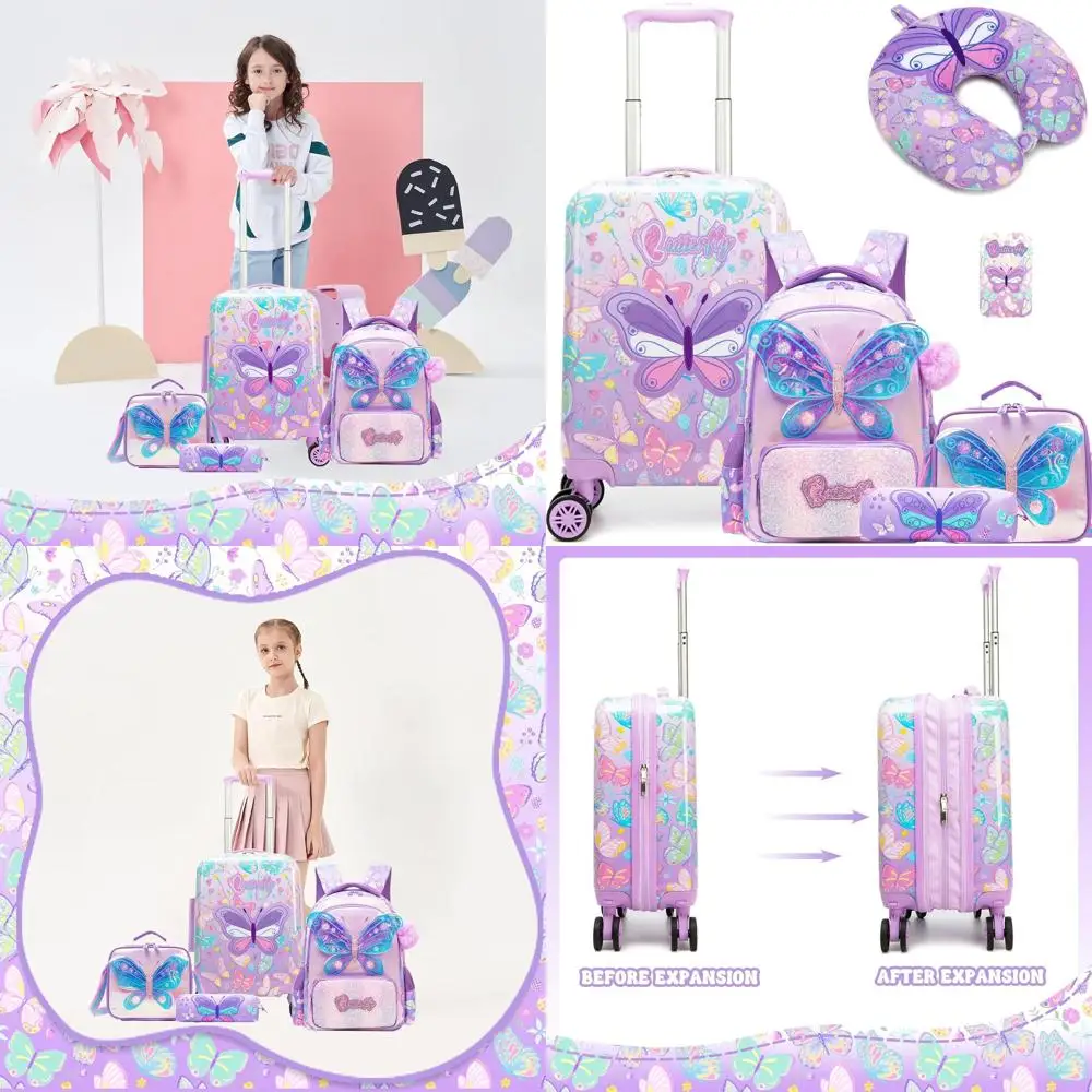 

16 Girls' Hardside Spinner Suitcase Set, Carry-On Luggage for Toddlers, Airline Approved Travel Gear