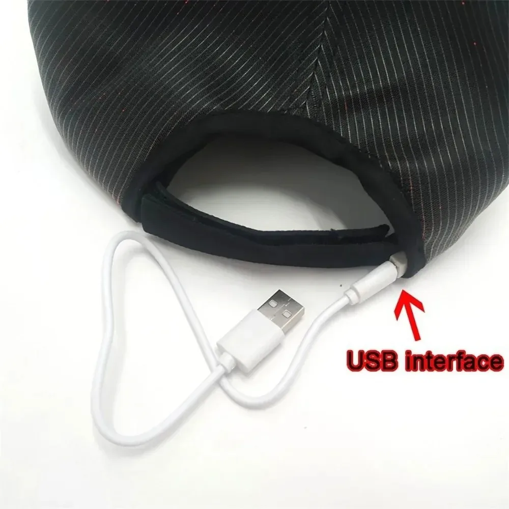 

7-цветная меняющая оптоволоконную крышку, перезаряжаемая через USB-зарядка, светящаяся светящаяся шляпа, мигающая светодиодная шляпа