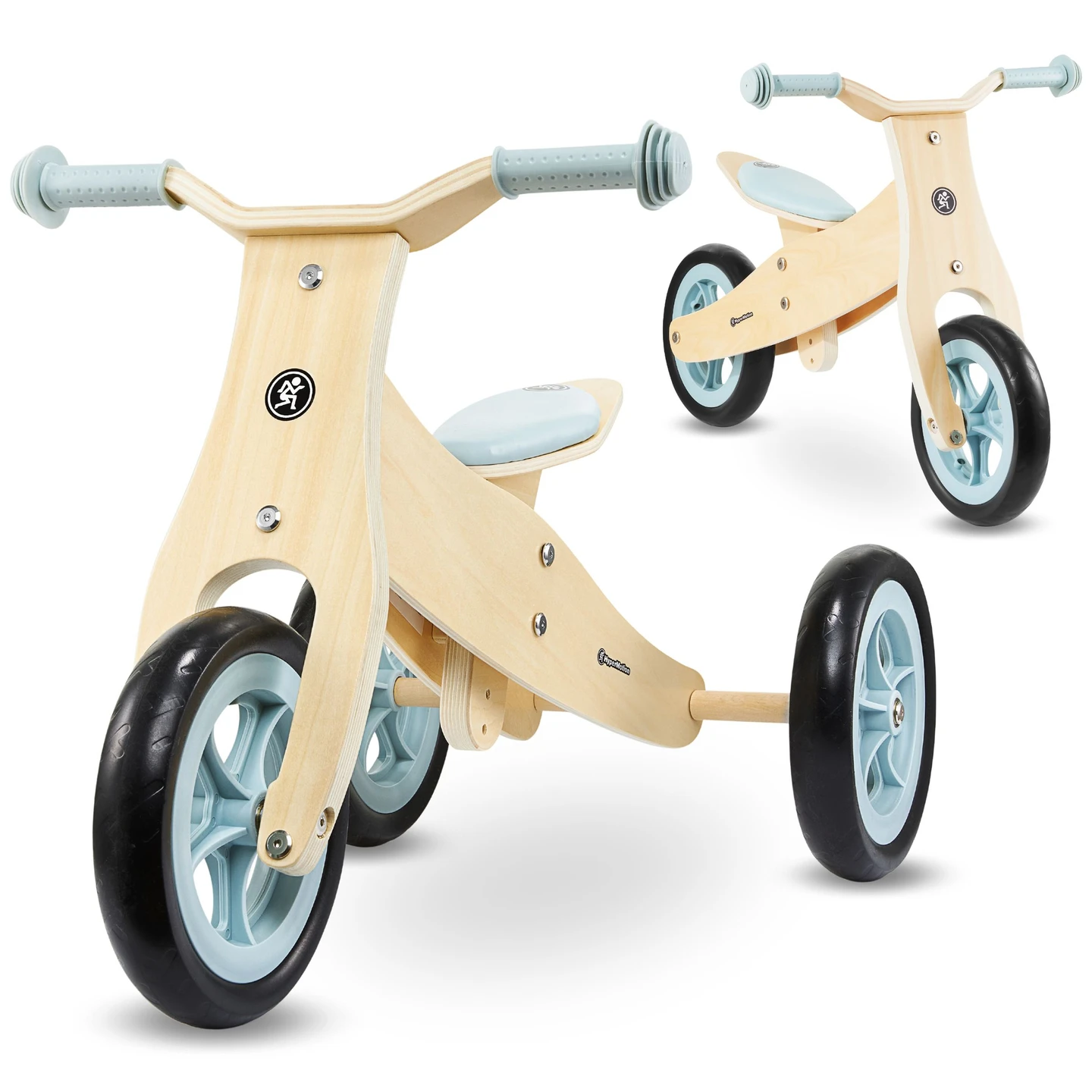 Hypermotion Houten 2-in-1 Loopfiets en Driewieler Percy Educatief Speelgoed voor Kinderen 18m+ Leren Lopen en Balanceren