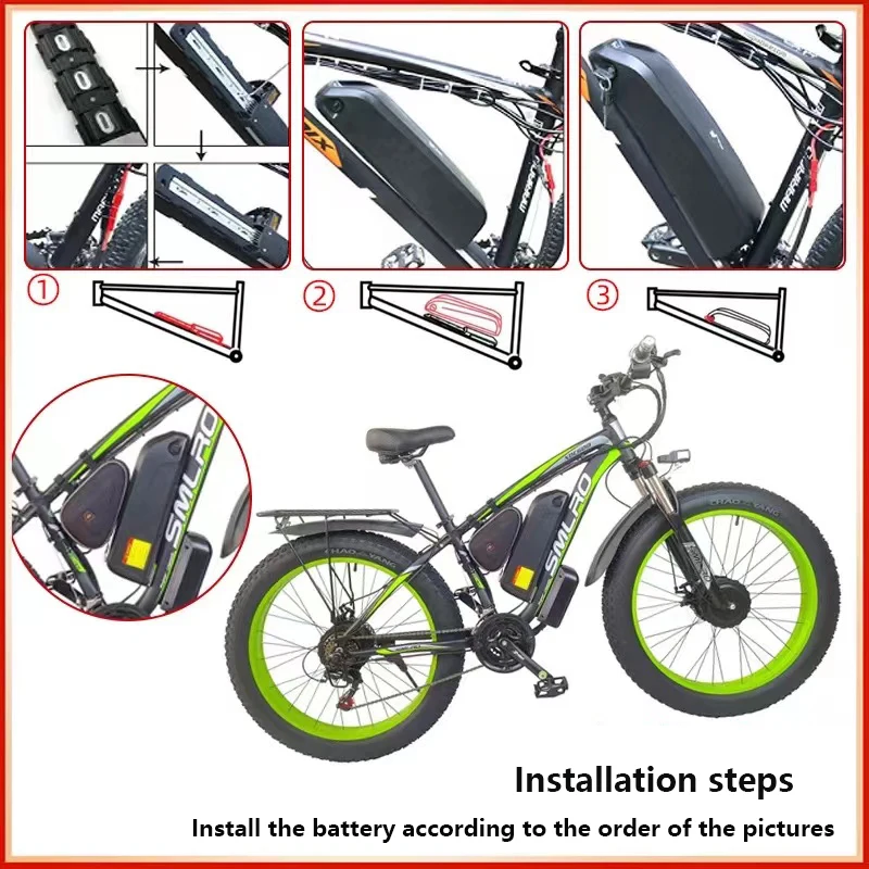 Batería de larga resistencia para bicicleta eléctrica Hailong, bicicleta de montaña, motocicleta eléctrica, 52V, 15/20Ah, 18650-35E