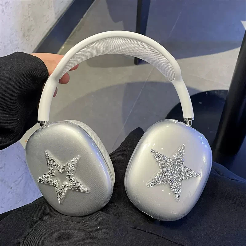 Luxury Cute Sparkle Diamond Star Protective Cover For Airpods Max Earphone Case Clear Silicon For Apple Airpods Max Headphone