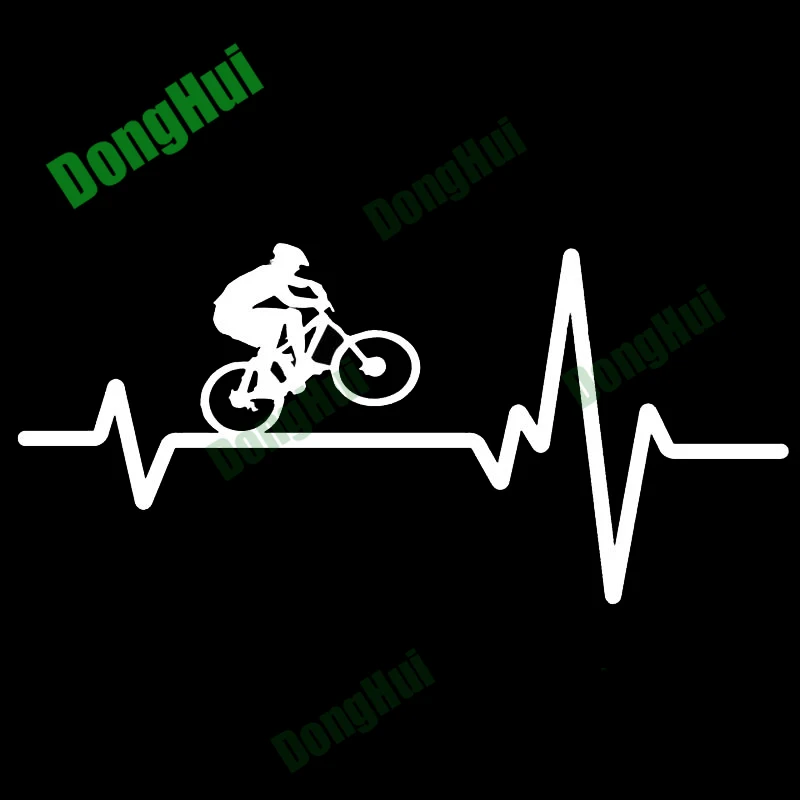 Bicycle mountain bike heartbeat decal mountain bike play heartbeat trunk helmet laptop black and white laser car sticker