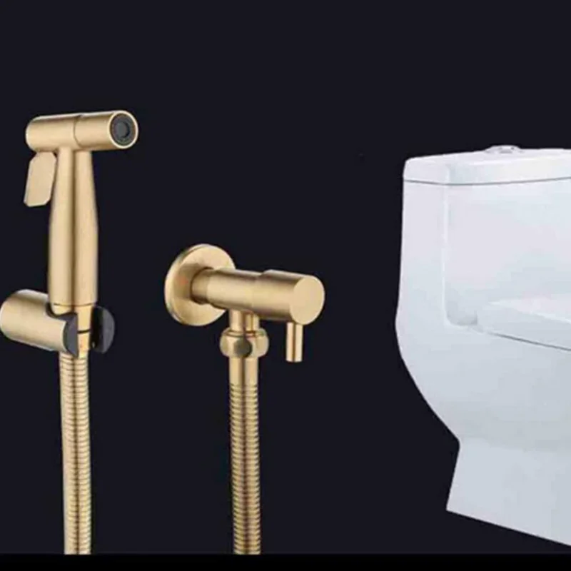 Gold Brushed Toilet cleaning Bidet Spray gun wc shower head Douche Handheld Hose Muslim Sanitary Shattaf wall Holder Bathroom t1