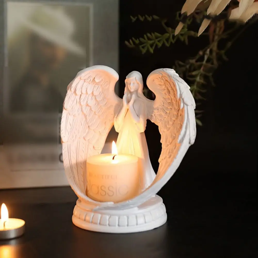 European-style Angel Aromatherap Candlestick Handmade Unique Angel Prayer Candle Stand Romantic Resin Angel Statue Home Decor