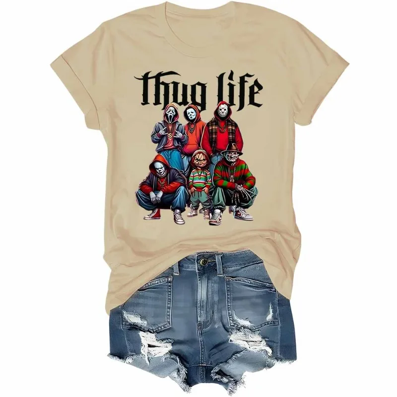 Thug Life Horror Movie T-Shirt Friends Horror Character Halloween Shirt Halloween Funny Graphic Tshirt