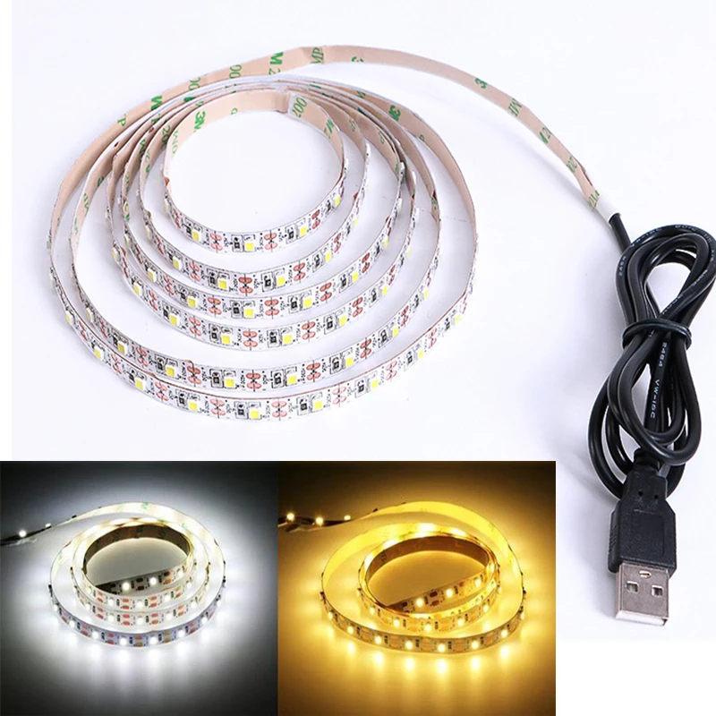 USB 5V LED Light Strips SMD2835 White Warm White LED Strip Lights for TV Backlights Home Decor Tape Ribbon Lighting