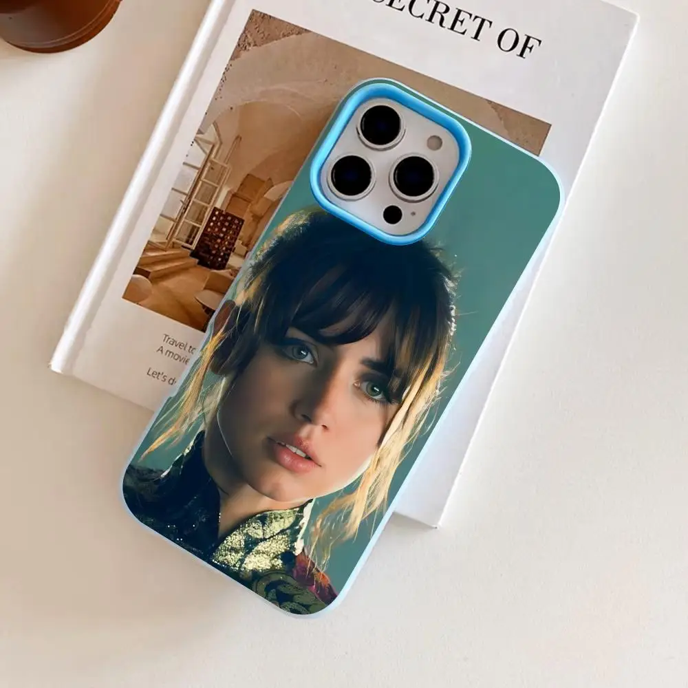 Funda Protectora para Teléfono Móvil Ana de Armas Jelly de Doble Capa Azul Claro para iPhone 17 16 15 14 13 12 11 Air Pro Max Plus
