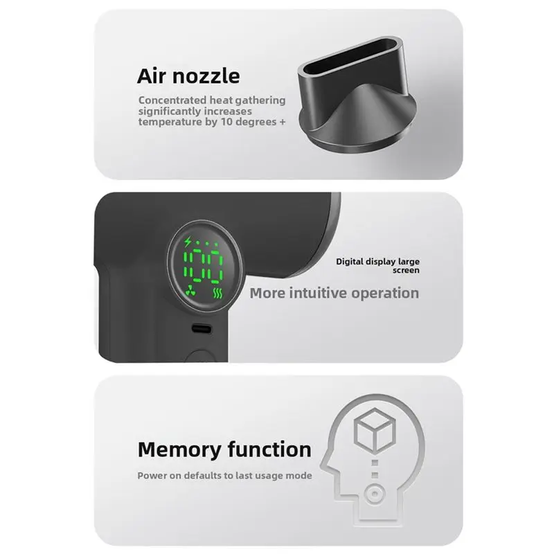 【PLAISIR】Travel Portable Wireless Hair Dryer 30000 Rpm Negative Ions USB Charging Outdoor High-Speed Cold Warm Wind 100 Gears