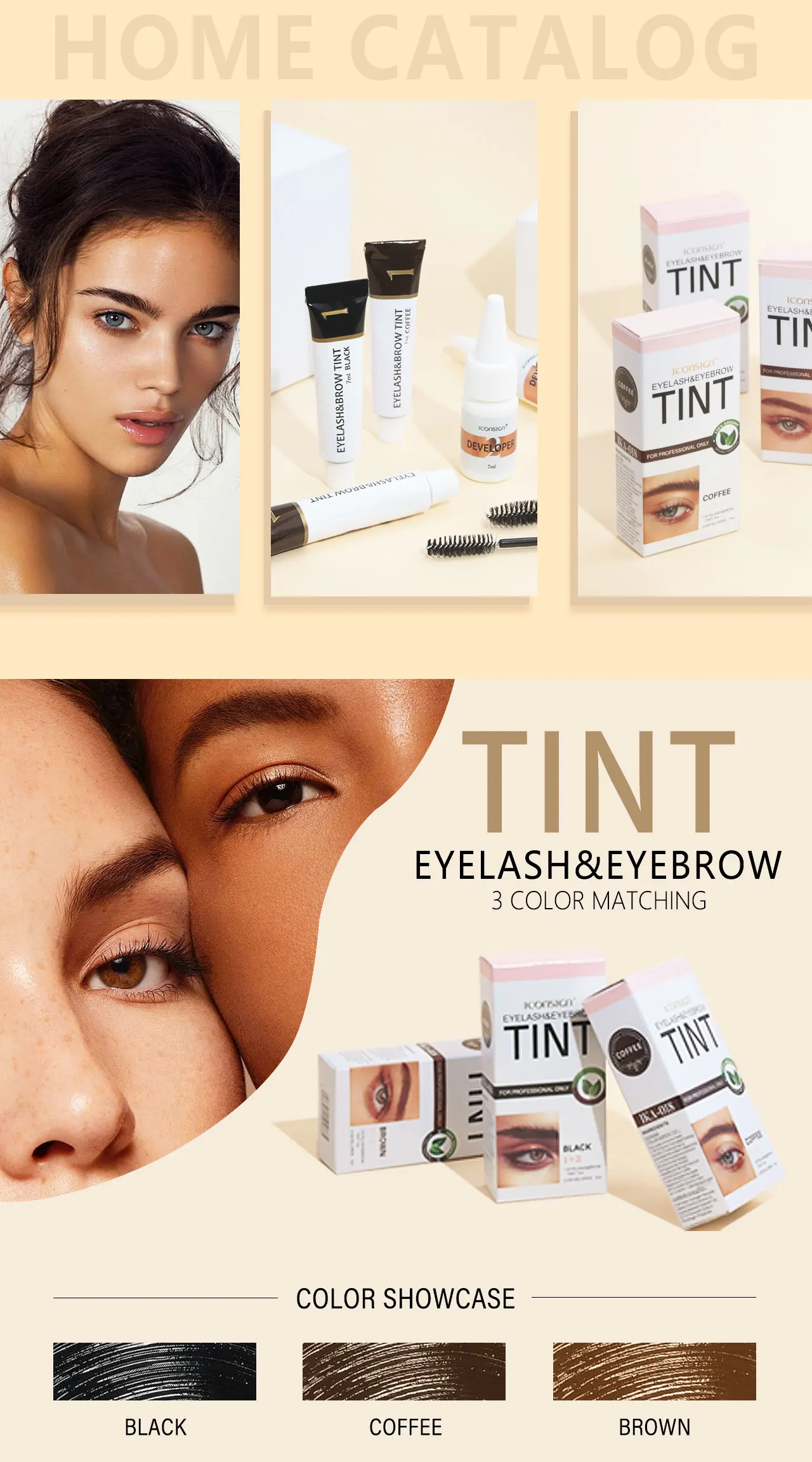 ICONSIGN Wimpern-Augenbrauen-Tönungsset, professioneller Augenbrauenfärbemittel für Frauen, Augenbrauenfärbemittel, wasserdicht, langlebig, Augen-Make-up-Tools – Detail 2