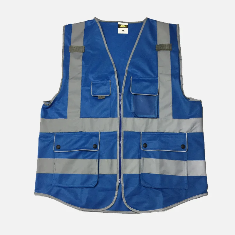 High visibility workwear safety vest logo printing workwear safety gilet Security waistcoats with reflector stripes New arrival