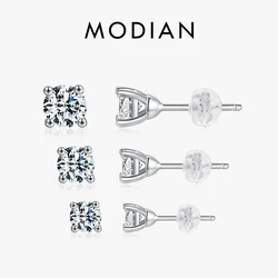 Modian Moissanite 1CT 2CT D Color VVS1 EX Luxury Stud Earrings 925 Sterling Silver Sparkling Earrings For Women Wedding Jewelry