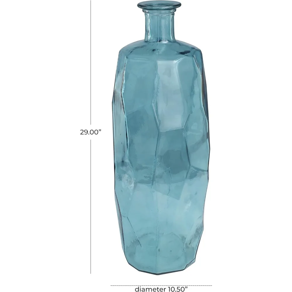 Recycled Glass Handmade Decorative Vase Tall  Bottleneck Centerpiece Vase, Flower Vase for Home Decoration 11