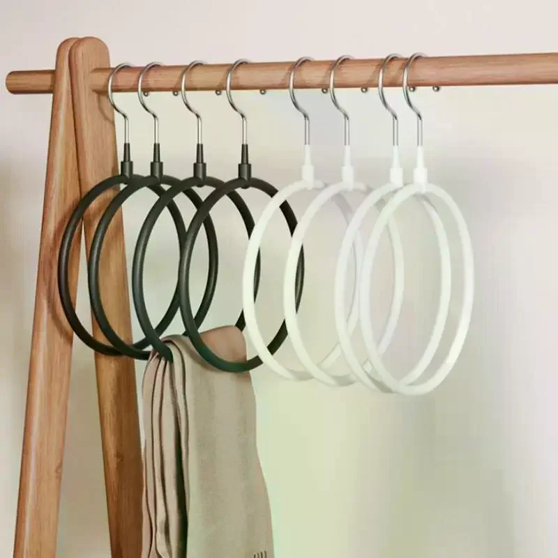 Scarf Hanger Multi-functional Ring Single Plastic Coated Non-slip Towel Rack Storage Simple Tie No Fall Space Save