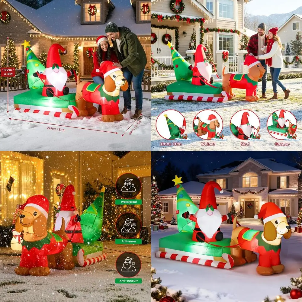 

Christmas Outdoor Inflatable Sleigh with Dachshund Dog, LED Lights, 8ft Long Yard Decoration