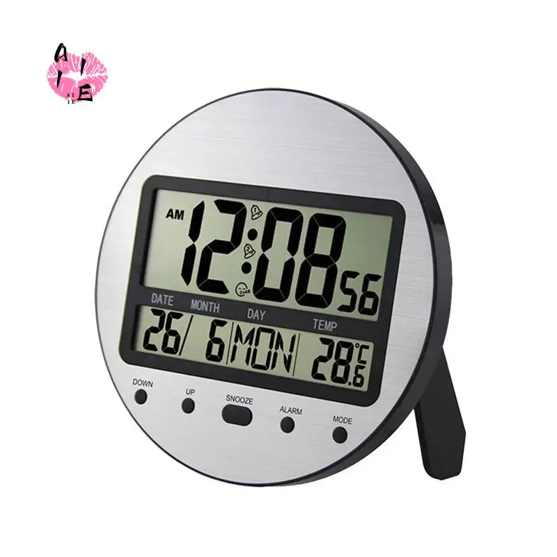 A11E-Alarm Clock 12/24 Hour Battery Operated Self-Setting Wall / Desk Mount Calendar Digital Clock For Bedroom Bedside