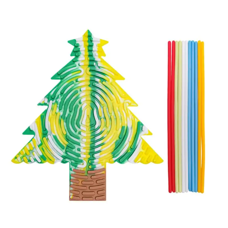 Árbol de Navidad Fidget Board silicona sensorial Fidget juguete silencioso Fidget juguetes para adultos chico 15 X barras de pegamento para niños 3 y adultos