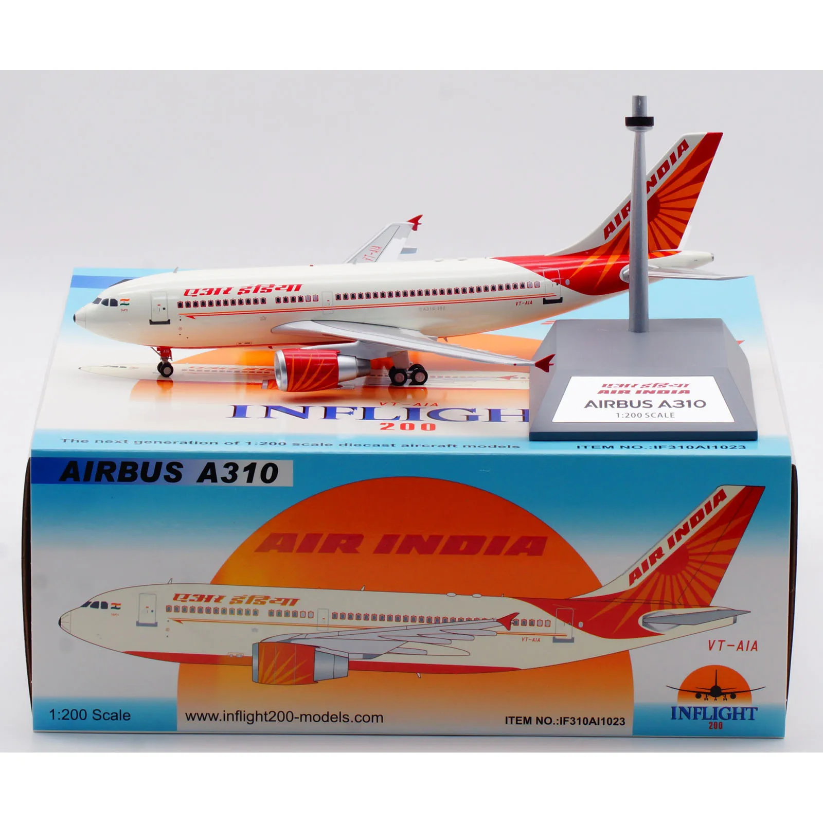 

IF310AI1023 Alloy Collectible Plane Gift INFLIGHT 1:200 Air India Airbus A310-300 Diecast Aircraft Jet Model VT-AIA With Stand