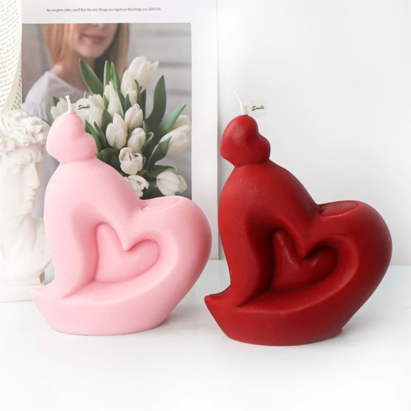 Molde vela forma coração elegante, molde sabão silicone 3d para artesanato diy, molde resina, dropshipping