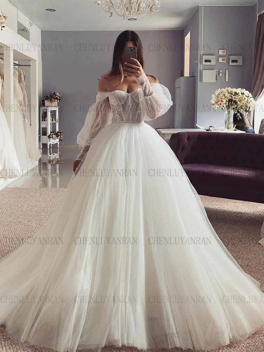 Boho Ivory Wedding Dresses Luxury Sweetheart Sexy Bride Gown Tulle Applique A-Line Elegant Dresses For Women 2023 robe de mariée