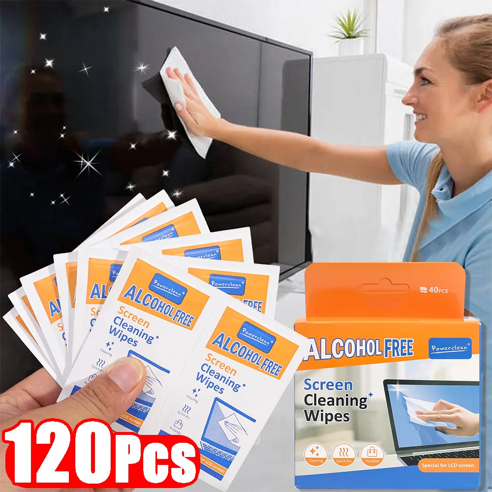 1/2/3 caixa de toalhetes de limpeza de tela LCD portáteis descartáveis - tela seca e úmida para tablets, laptops, telefones, TVs, carros e monitores