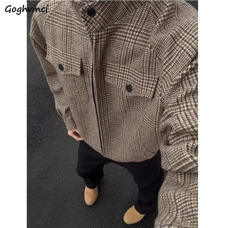 

Мужская куртка из шерстяной смеси, черная, темного цвета, на пуговицах, длинная, элегантная, модная, повседневная, с длинными рукавами, осенне-зимняя, приталенная, стильная