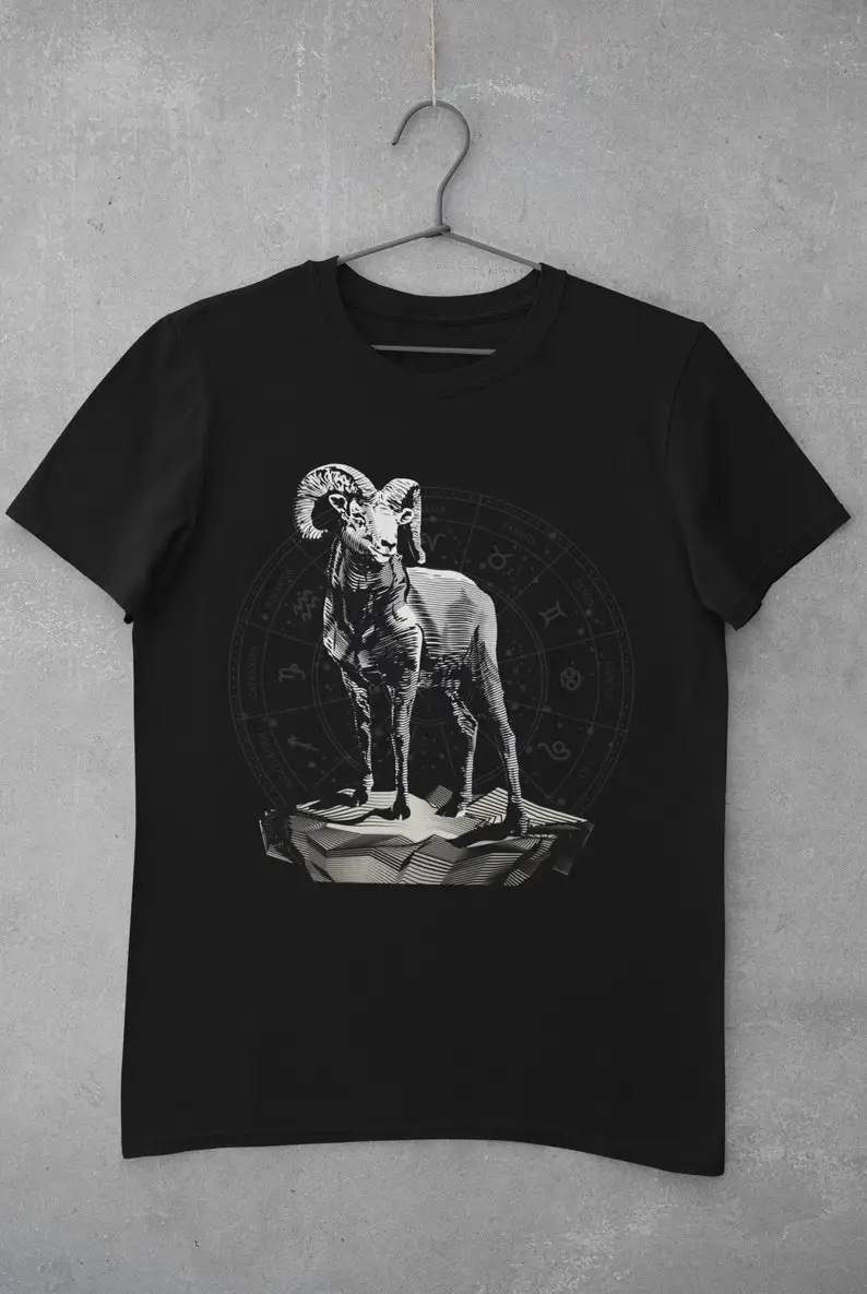 

Constellation Aries Zodiac Sign Black Graphic TShirt Organic Cotton Unisex/Women/Men Size XSXXXXXL