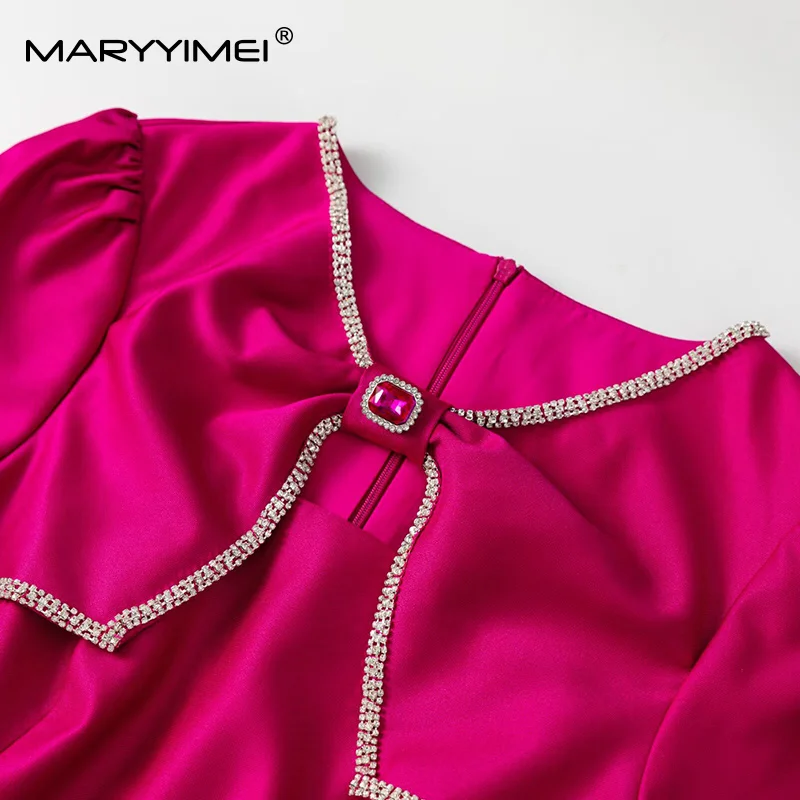 MARYYIMEI diseño de moda vestido de noche para mujer de manga corta con cuentas sólido temperamento de celebridad A-Line vestidos de baile
