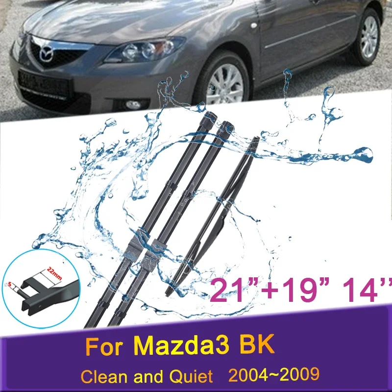 Car Wiper Blades for Mazda 3 Mazda3 BK 2004 2005 2006 2007 2008 2009 Front Windshield Frameless Snow Scraping Rubber Accessories