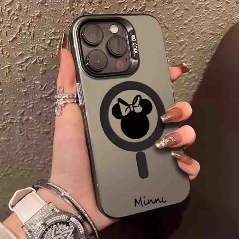 Disneys Mickeys Minnies Mouses Cartoon Magnet Phone Case For iPhone 15 14 13 12 11 Pro Max 78 Plus XR XS MAX Y2K Girl Back Cover