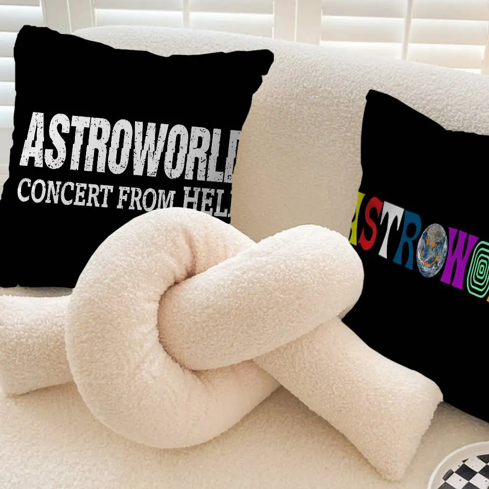 T-Travis S-Scott A-Astroworld Kussenslopen Cartoon Bank Decoratieve Thuis Dubbelzijdig Afdrukken Korte Pluche Leuke Kussenhoes