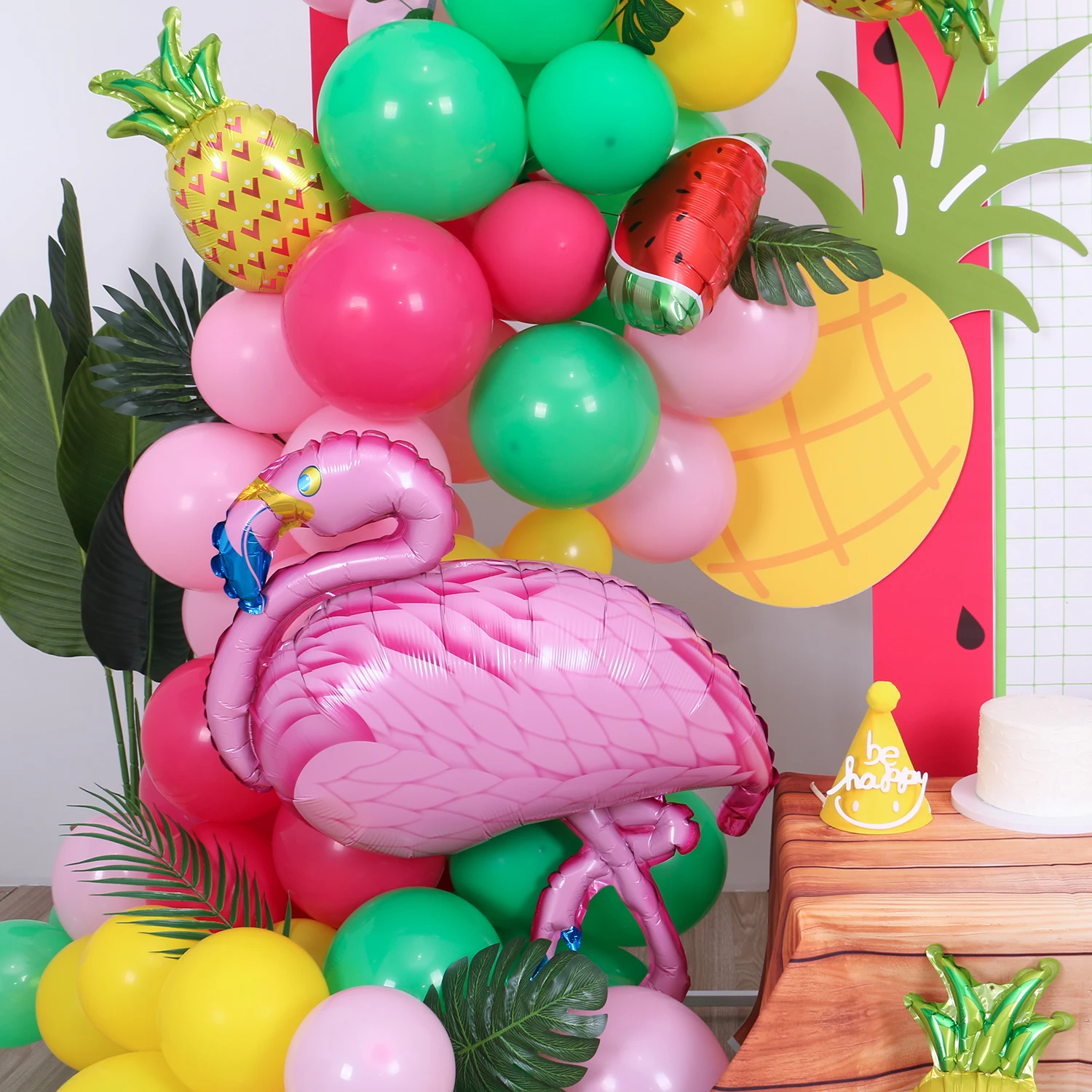 120 pcs, tropical balloon wreath arch set, Hawaiian beach summer party decorations, flamingo pineapple balloons