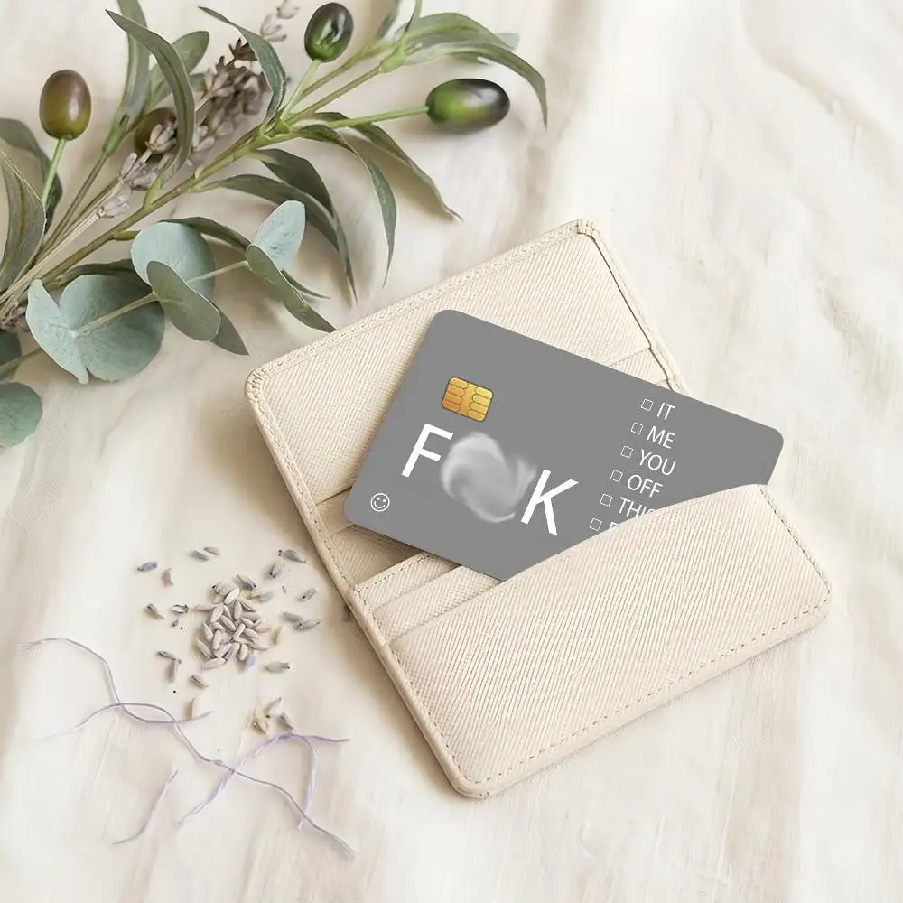 Funny Text Art Credit Card Sticker Waterproof Anti-Scratch 4PCS Bank Debit Traffic Cover Decoration
