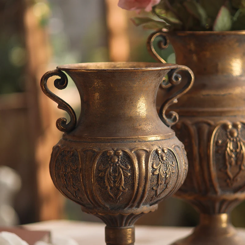 European retro old vase ornament, living room flower arrangement ornament, creative home handicraft ornament