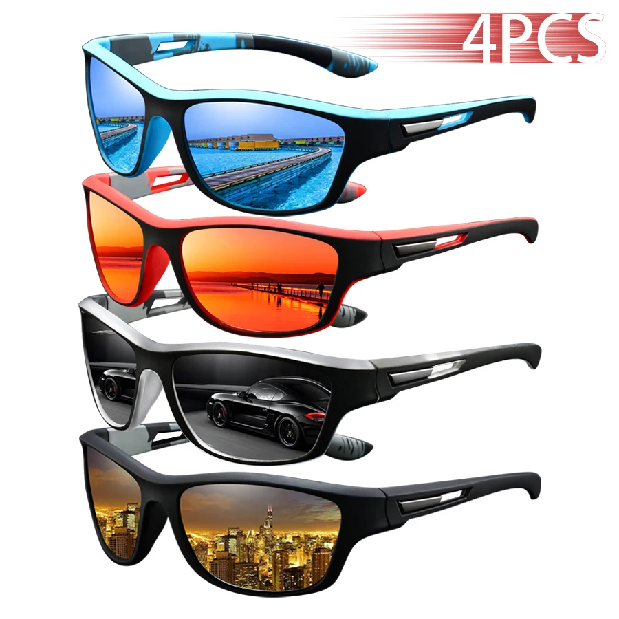 4 Stück Tarnfarben-Sportsonnenbrille Unisex Mode für Radfahren Klettern Skifahren - Outdoor-Sport-Sonnenbrillen