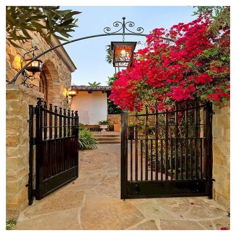 Antique Classical Wrought Iron Double Entrance Door Security Decoration Metal Front Door for Home