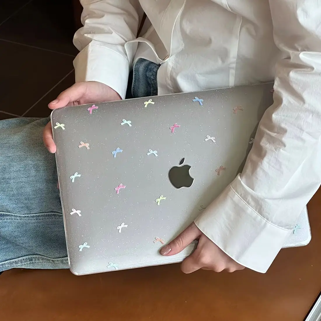 Gentle Cute Colorful Bow Shining Laptop Case For Macbook Air 13.6 M4 NEO 15 M3 Hard Cover For Mac Book Pro 13 M1 M2 14 M4 M5 16
